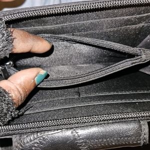 Vintage black, patchwork leather wallet